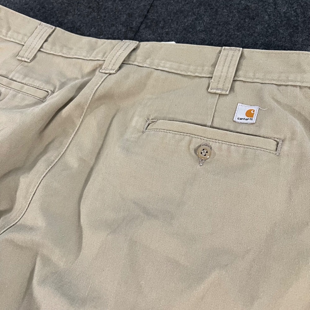 Carhartt B290 Twill Work Pants Mens 36x27 Khaki Tan Workwear Hemmed - Picture 4 of 7